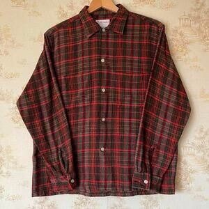 Vintage 60s Shadow Plaid Flannel | Ely Walker | Wool Blend | Size M